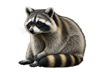 Cute raccoon sitting animal mammal wildlife forest creature masked bandit vector illustration graphic art design isolated on transparent background