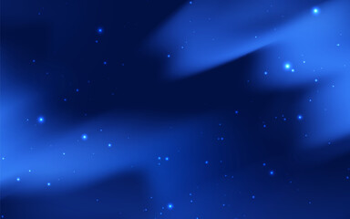 Blue gradient wave and sparkling on dark background.