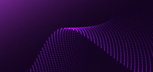 Technology futuristic dot purple glowing background.