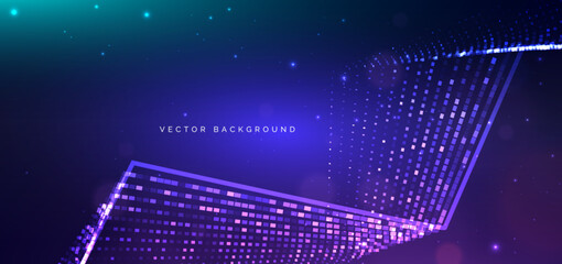 Technology futuristic lines diagonal on blue background with lighting effect. Network data communication concept.