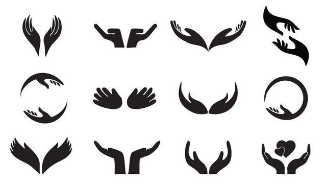 Helping Hands Logo Giving Hand Charity Logo Two Hands Collection Vector