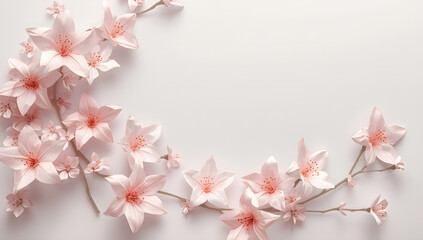 Obraz premium Japanese cherry blossom origami greeting card isolated on white background