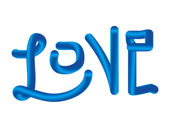 tube text effect using blend spine LOVE spelling letters vector illustrations on transparent background