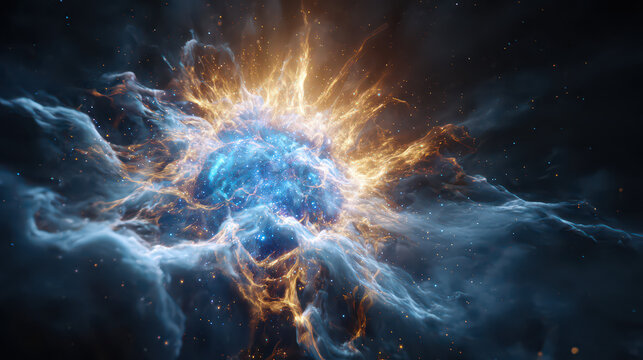 Massive Star Explosion Creating Blue Nebula