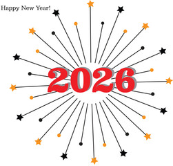 2026 Happy New Year Starburst Vector Design Template