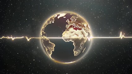 Global health heartbeat showing world connectivity, symbolizing vital data and global wellness, perfect for healthcare marketing and technology promotions - Powered by Adobe