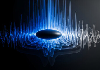 Abstract Sonic Pulse Field Illustration with Glowing Waves