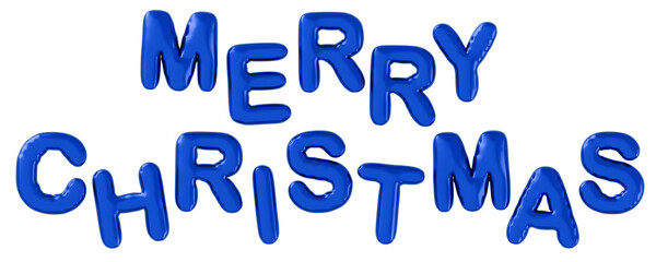 3D画像_風船_MERRY CHRISTMAS_青