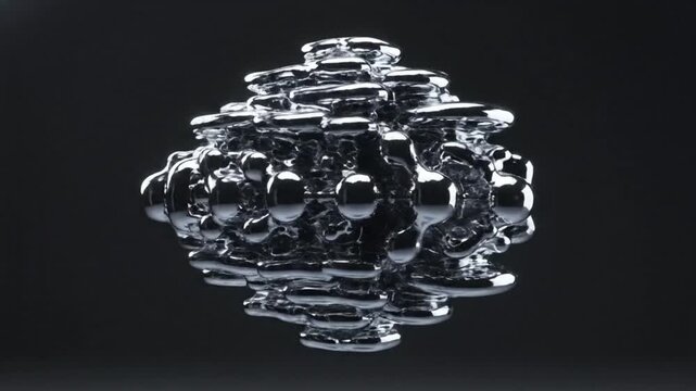 A Metallic Sphere Rendered 3D Design Illustrating a Complex, Abstract Composition of Reflective Surfaces, Perfect for Digital Art