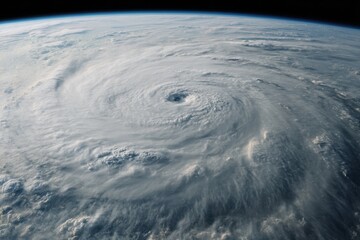 powerful hurricane over the earth, seen from space