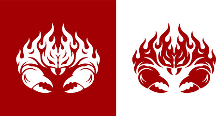 Logo Vector illustration of a powerful flaming crab pincer icon, a fierce symbol suitable for a tattoo, emblem, or spicy seafood brand © Dhani
