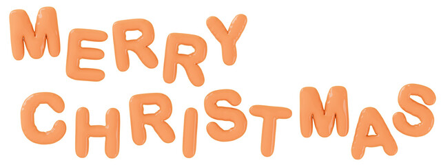 3D画像_風船_MERRY CHRISTMAS_オレンジ