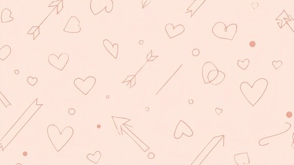 Flat Pastel Pink Backdrop with Minimal Doodle Hearts and Playful Arrow Outlines