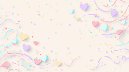 Cute Minimal Pastel Background with Hand-Drawn Heart Pattern for Love Themes