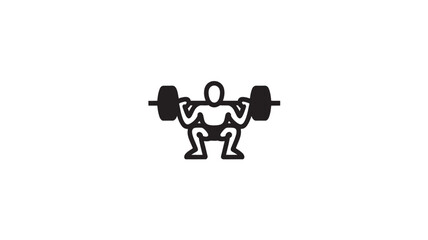 Obraz premium Squat exercise icon simple black glyph illustration isolated on white background for fitness apps and websites