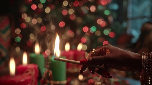 Lighting the Kinara for Kwanzaa Celebration