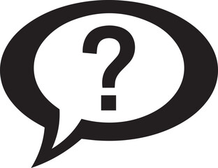 Question mark in speech bubble — symbol of inquiry and communication.