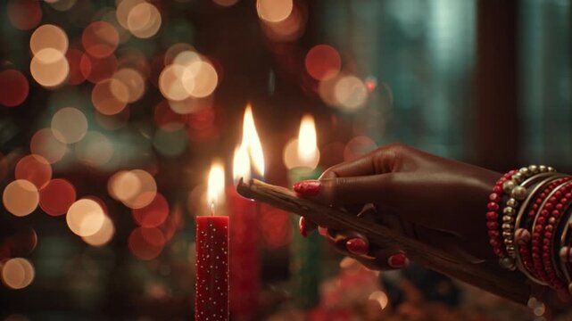 Lighting the Kinara for Kwanzaa Celebration