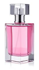 Elegant Pink Perfume Bottle on White Background for Beauty.
