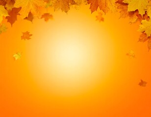 Autumnal background with falling leaves and warm gradient.