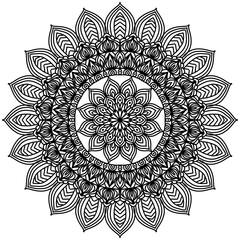 Mandala pattern for Coloring book page. Art on the wall. Lace pattern the Tattoo wallpaper Paint shirt tile Stencil Sticker Design Card Textures. Decorative circle ornament in ethnic oriental style