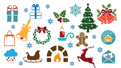 Winter and Christmas elements Collection Vector