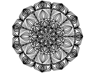 Black and white mandala. Hand drawn vector illustration. Vector template for your design.