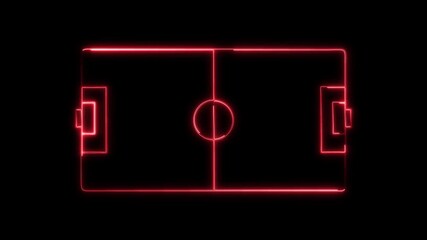 Glowing neon football field icon animation on black background. Football stadium icon animation. - Powered by Adobe