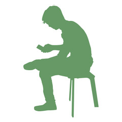 Boy on stool with phone