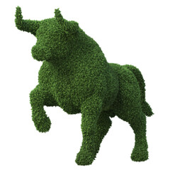 bull shaped topiary shrub isolated on a transparent background