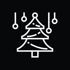 Christmas icon with lamp isolated on black background.