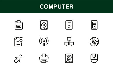 Computer Icon depicting modern technology, digital workspace, and electronic devices