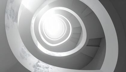 Fototapeta premium Abstract spiral staircase leading to bright light