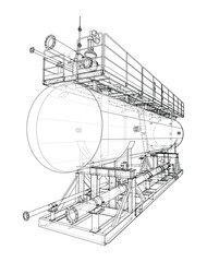 Industrial Tank Blueprint. Vector