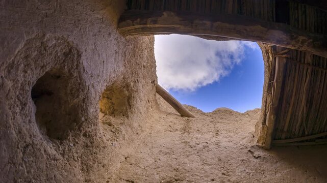Day light Time-lapse of wind catchers (known as Barjeel in the Gulf region). These architectural features worked in tandem with other design elements to provide natural ventilation and cooling in hot 