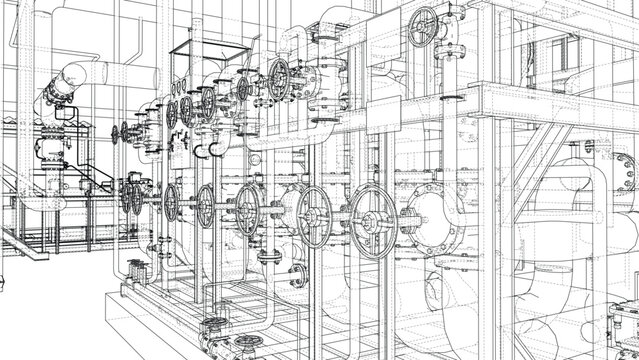Industrial Piping Blueprint. Vector