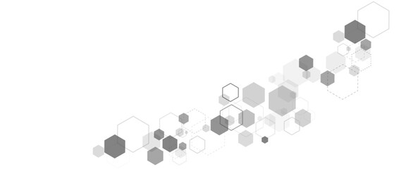 Vector Illustration of Hexagons Pattern,Geometric white and gray banner design with hexagons.
