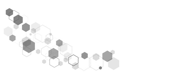 Vector Illustration of Hexagons Pattern,Geometric white and gray banner design with hexagons.
