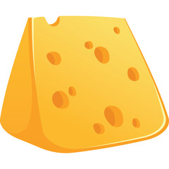 A Yellow Wedge Of Swiss Cheese With Holes On A Transparent Background