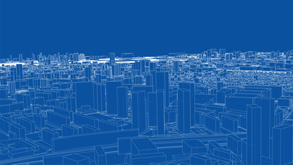 Urban modern landscape. Vector rendering of 3d