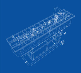 Industrial Machine Blueprint. Vector