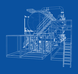 Industrial Blueprint Design. Vector