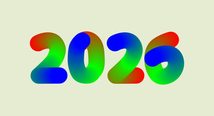 Colorful 2026 numbers with gradient effect on a light background