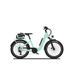 Fototapeta premium A stylish turquoise electric bicycle, designed for urban commuting and ecofriendly transportation, isolated on transparent background