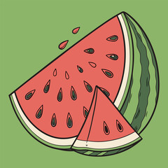 Juicy watermelon slice with seeds isolated on transparent background