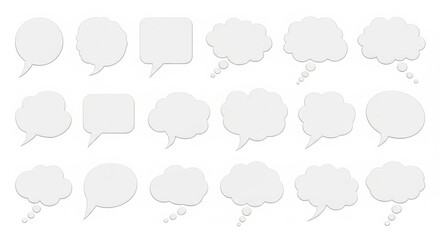 Naklejka premium Collection of diverse empty speech bubbles for communication and dialogue graphics illustration