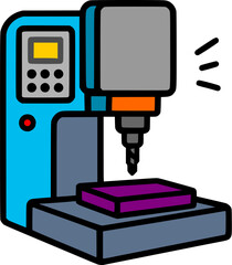 CNC milling machine illustration. Industry, automation, and manufacturing technology.