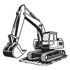 Excavator line art