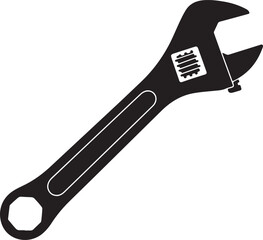 Obraz premium black silhouette of pipe wrench on white background, vector