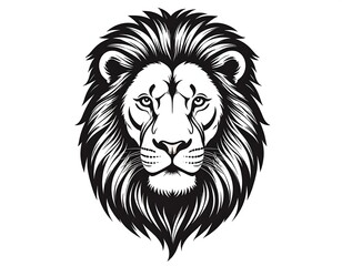 Obraz premium Majestic graphic of a lion's head with intricate black and white details